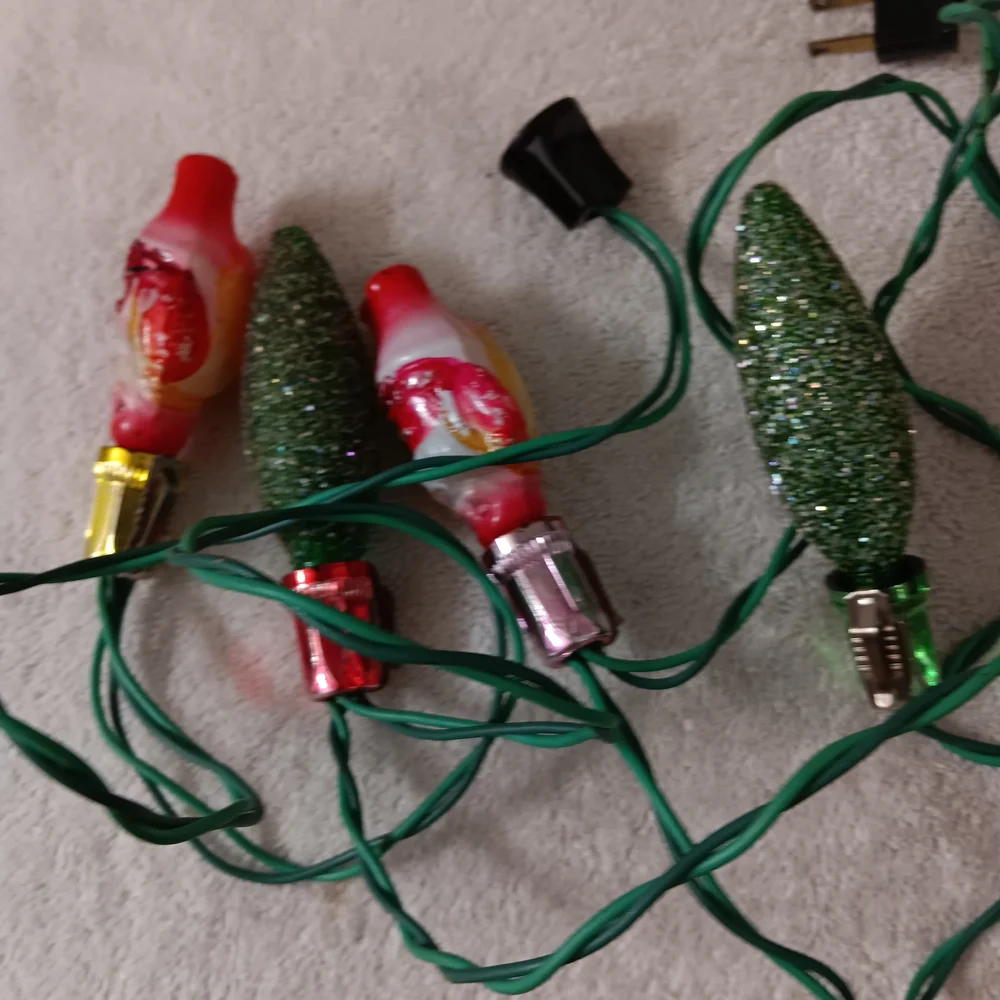 Festive Christmas String Lights with Green and Red Bulbs